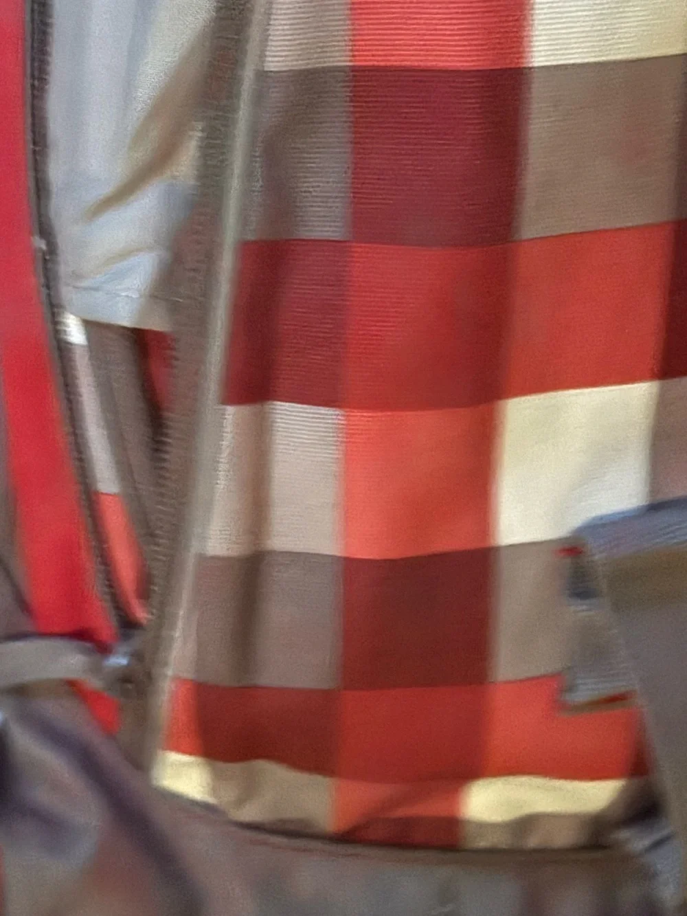 Lands' End Red and Gray Plaid Kids Backpack with Matching Lunch Bag